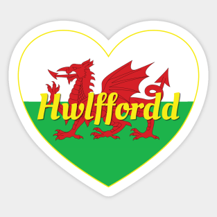 Hwlffordd Cymru UK Baner Cymru Calon Sticker